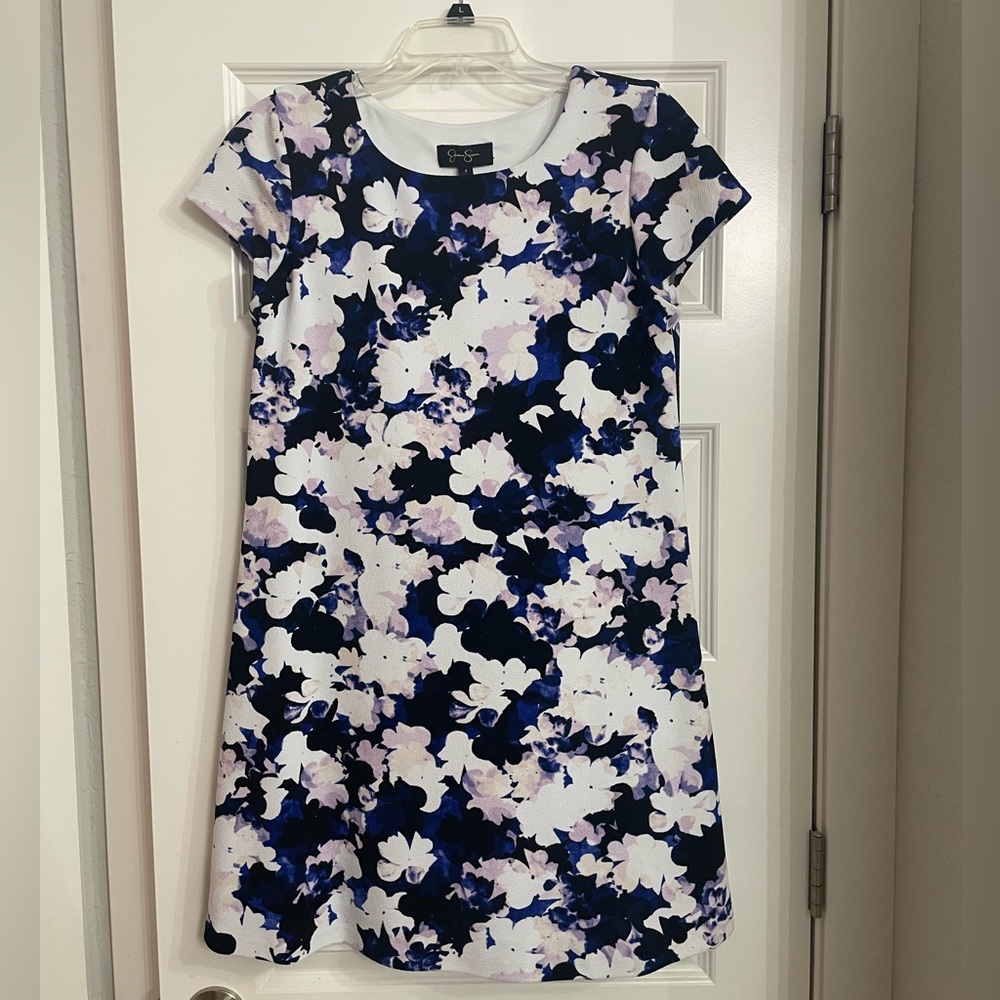 Jessica Simpson Floral Print Dress - Blue and White